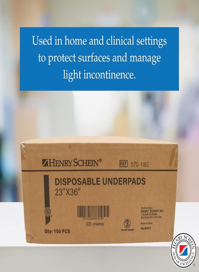 Henry Schein Disposable Underpad Unisex, 23x36 Absorbent, White/Blue -Disposable, Hypoallergenic, Leak Resistant, Poly Backing, Latex-Free – 50 Count - Image 4